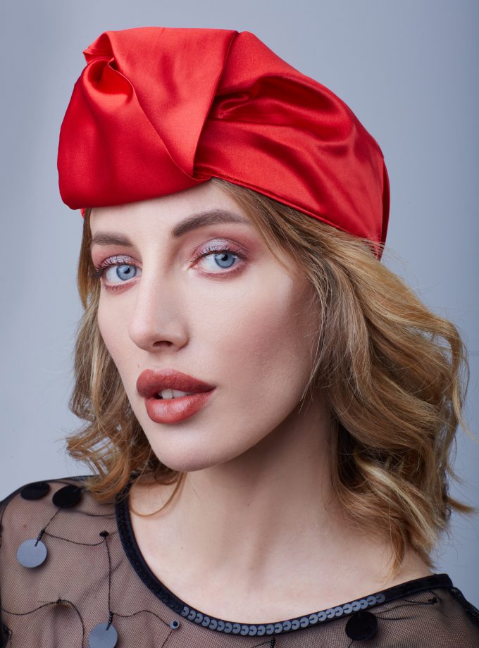 RED SATIN OPEN head wraps for women